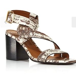 Chloe Candice Snake-PrintAnkle-Wrap Sandals